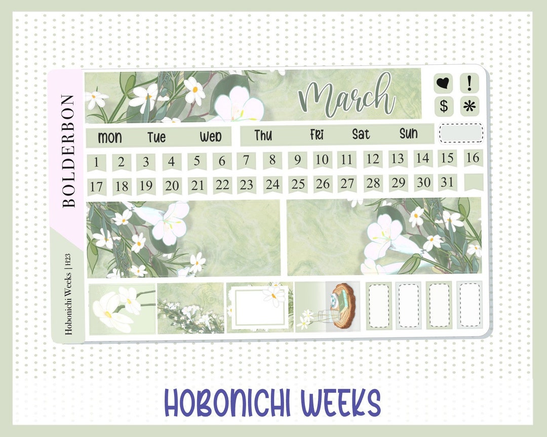 MARCH Hobonichi Weeks Sticker Kit Monthly Planner Stickers for ...