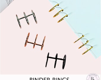 BINDER RINGS Set of 2 || 1.2 INCH, 30mm, Metal, Rose Gold, Gold, Black, Silver, Planner Rings