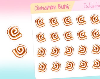 CINNAMON BUNS Stickers || Planner Stickers, Hand Drawn, Cinnamon Rolls, Sticky Buns, Fritter, Functional