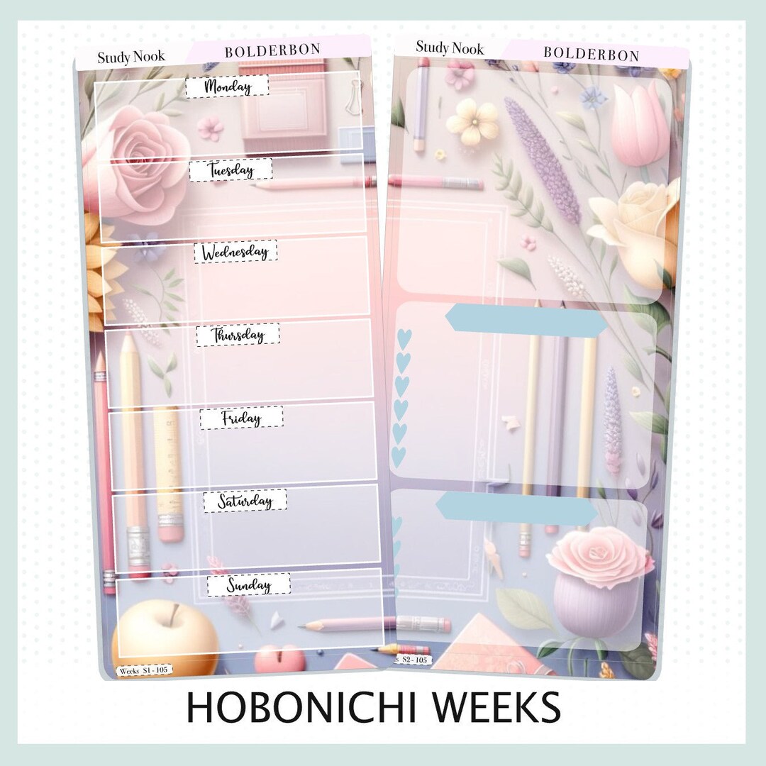 STUDY NOOK Hobonichi Weeks || Planner Sticker Kit - Etsy
