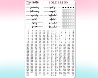 2024 HOBONICHI COUSIN Yearly Index and Date Strips Neutral || A5 Cousin and Day Free, Monthly Headers, Calendar Stickers, Year At A Glance,