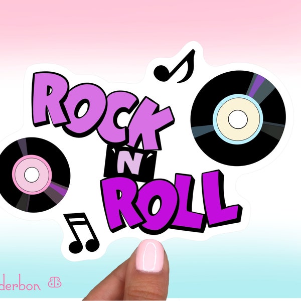 ROCK N ROLL || Vinyl Sticker, Cute Music Sticker, Music Lover, Record, Retro, 1950's, Laptop Sticker, Cool Sticker, Dance