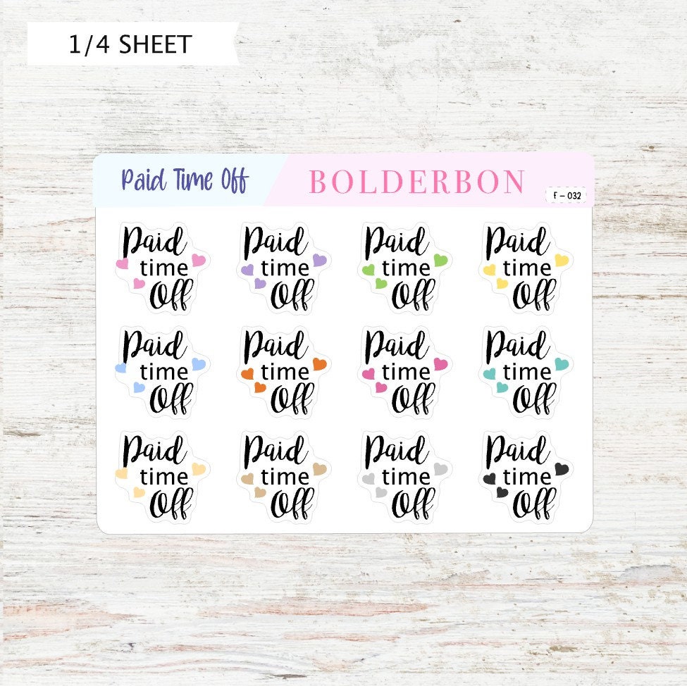 Paid Time off • Work Planner Stickers • PTO Icon Stickers • Vacation ...