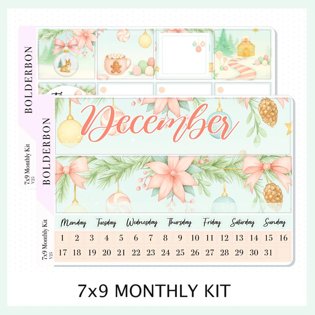 December 7x9 Monthly • Planner Stickers • Erin Condren Sticker Kit - Etsy