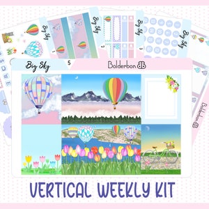 BIG SKY VertikalEr Wochenplaner Sticker Kit || Handgezeichnete Sticker