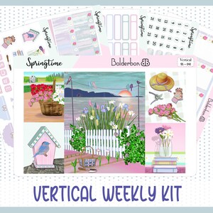 SPRINGTIME Sticker Kit || Planner Sticker, Vertikal, Frühling, Erin Condren, Stündlich, Wöchentlich,