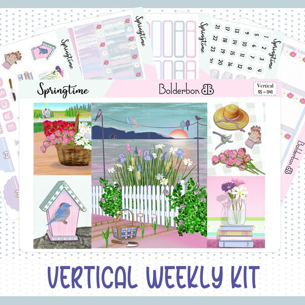 SPRINGTIME Sticker Kit || Planner Stickers, Vertical, Spring, Erin Condren, Hourly, Weekly,