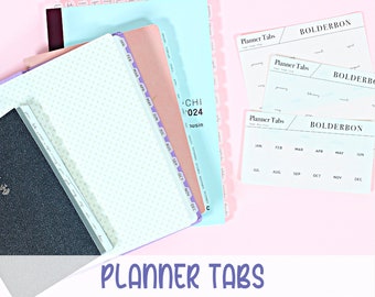 CLEAR PLANNER TABS || Hobonichi Tabs, Weeks, Cousin, A6, B6, Tab Dividers, Monthly Tabs, Tab Stickers, Divider Tabs, Minimal