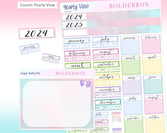 2024 HOBONICHI COUSIN Yearly View || Monthly Headers, Calendar Stickers, Year At A Glance, Hobonichi Weeks Kit,
