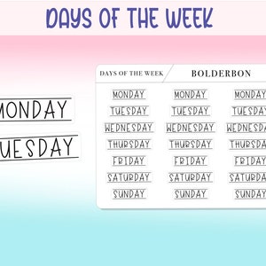 DAYS of the week || Lines, Neutral, Functional, Planner Stickers, Days of the Week, Weekly, Day Headers,