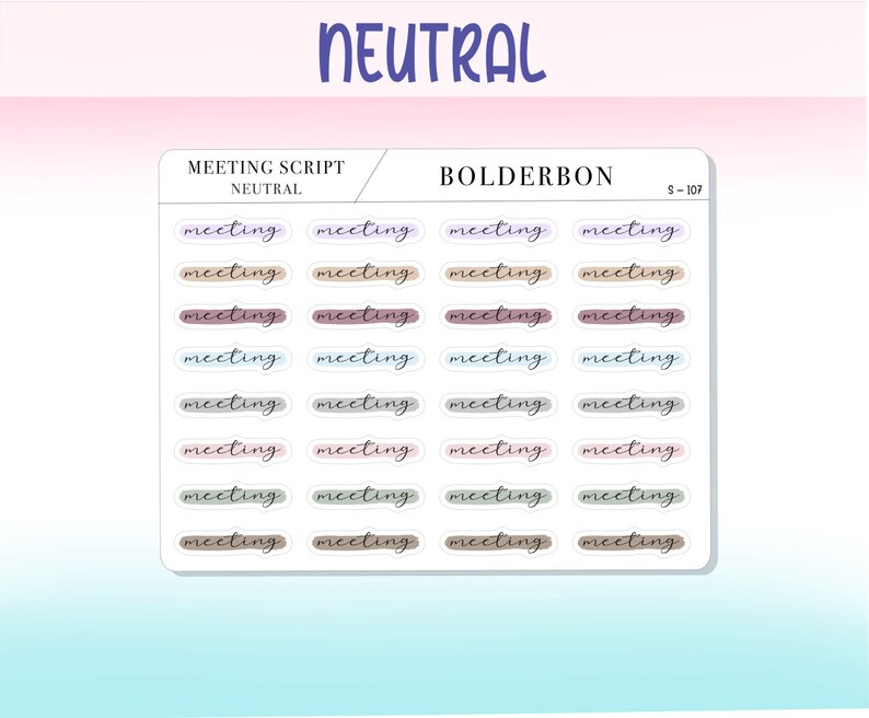 MEETING Highlighted Script Neutral Colorful Minimal - Etsy