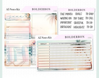 JUNE - A5 NOTES KIT || Compact Vertical, A5 Daily Duo, A5 Horizontal, Planner Stickers