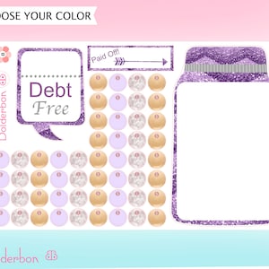DEBT FREE TRACKER ||  Cute Mason Jar Planner Stickers for Saving, Paid Off, Savings Jar, Money, Financial, Finance