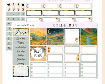 JUNE Hobonichi Cousin and A5 Day Free || Monthly Planner Sticker Kit