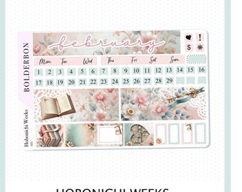 Febrero • Semanas Hobonichi • Kit de pegatinas mensuales • Pegatinas para agenda