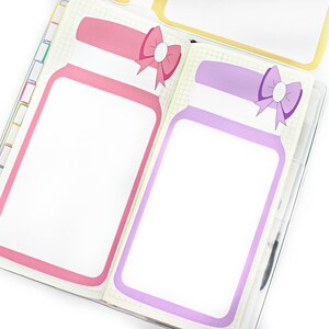 Tarros de cristal con forma de lazo // Semanas de Hobonichi, vinilo, seguimiento, ahorros, deudas, listas, pegatinas bonitas para planificadores kawaii, finanzas