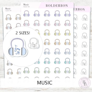 MUSIC Stickers || Niedliche Kopfhörer-Icon-Etiketten für Planer, Journals oder Content-Ersteller