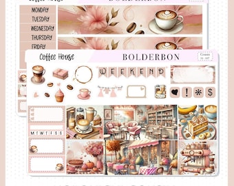 Coffee House • Hobonichi Cousin • Weekly Sticker Kit • Planner Stickers