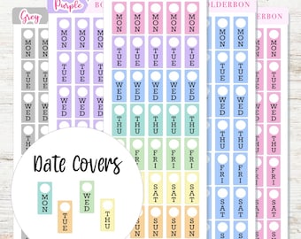 MINI PORTADAS DE FECHA // Semanas Hobonichi, Pegatinas para planificador, Mini planificador, Pegatinas para planificador, Pastel, Colorido, Pegatinas para vagabundos,