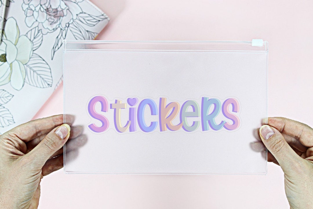 STICKERS ZIPPER POUCH || Plastic A5 Size, Frosted Clear Sleeve ...