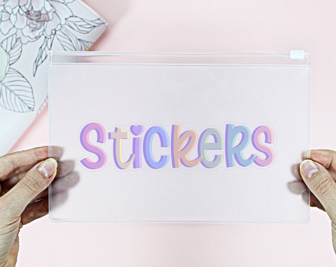 STICKERS ZIPPER POUCH || Plastic A5 Size, Frosted Clear Sleeve ...