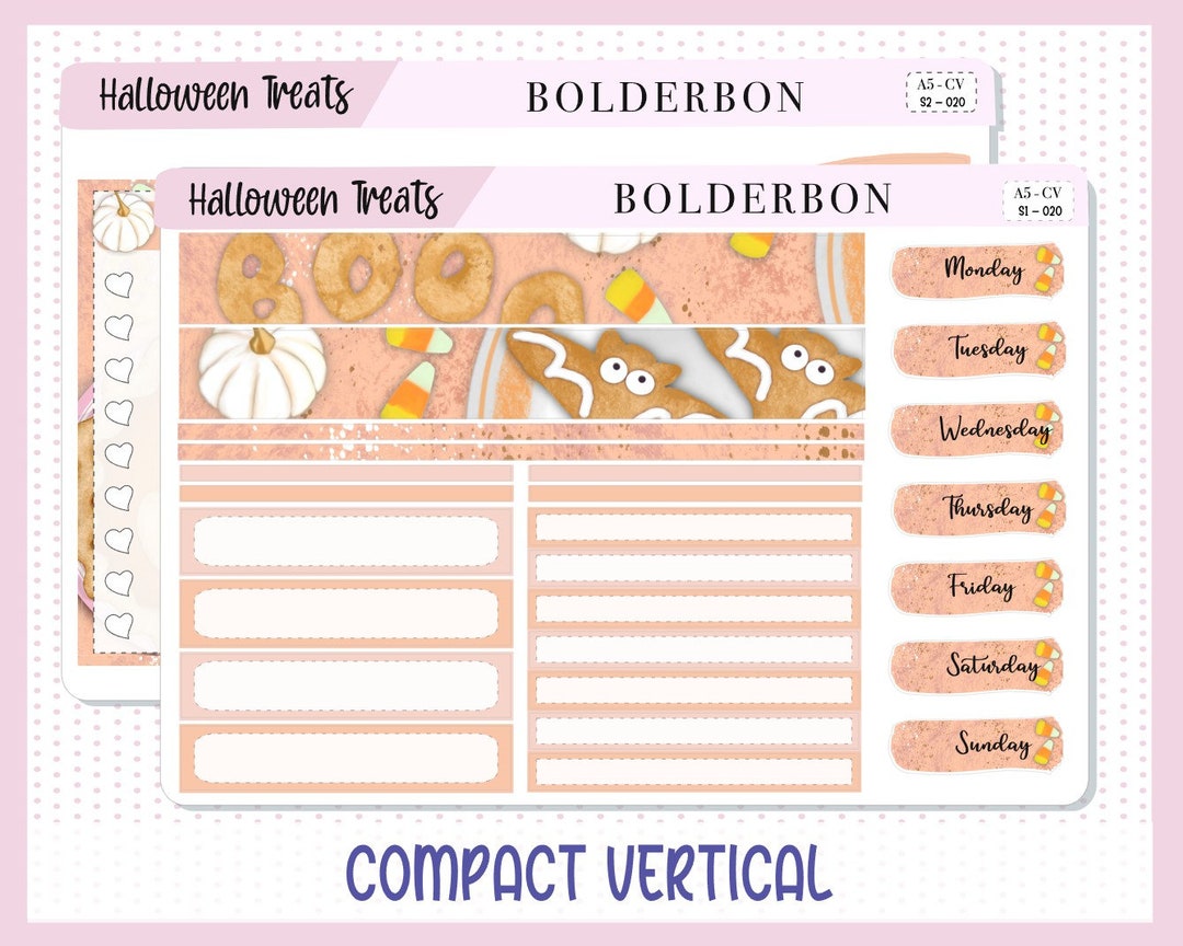 COMPACT VERTICAL halloween Treats A5 Weekly Planner Sticker Kit, Fall ...