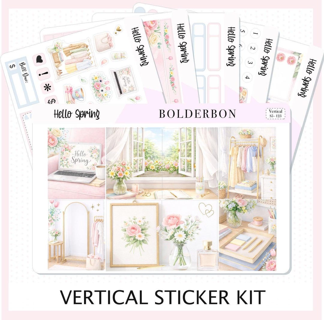 Hello Spring • Weekly Sticker Kit • Planner Stickers • 7x9 Vertical ...