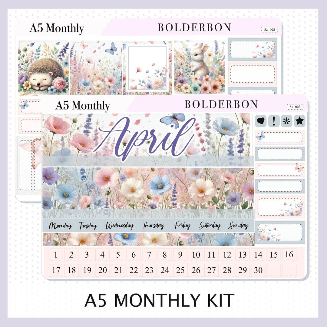 April A5 Monthly • Planner Stickers • Erin Condren Sticker Kit - Etsy