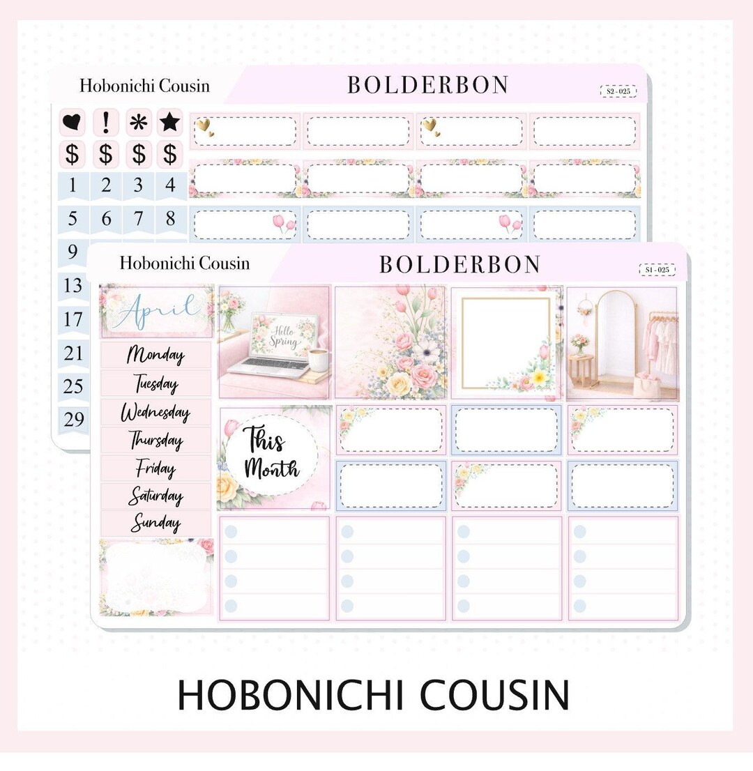 April • Hobonichi Cousin • Monthly Sticker Kit • Planner Stickers - Etsy