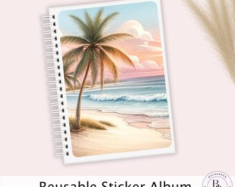 SUNSET BEACH Reusable Sticker Album || 5x7 Reusable Coil Sticker Book