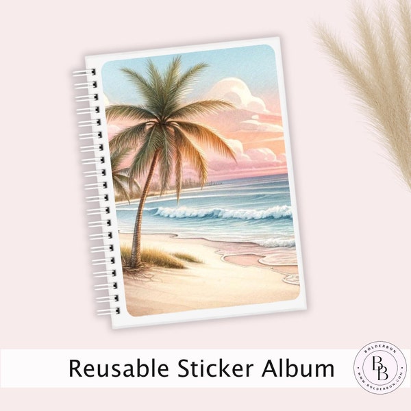 SUNSET BEACH Reusable Sticker Album || 5x7 Reusable Coil Sticker Book
