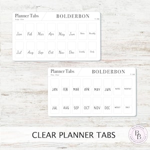 CLEAR PLANNER TABS || Hobonichi Tabs, Weeks, Cousin, A6, B6, Tab Dividers, Monthly Tabs, Tab Stickers, Divider Tabs, Minimal