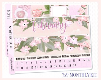 FEBRUARY 7x9 Monthly Sticker Kit || Erin Condren, Recollections, Planner Stickers, Valentines, Love, Anniversary