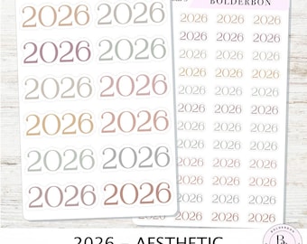 2026 Year • Aesthetic Planner Stickers • Neutral and Minimal Journal Setup