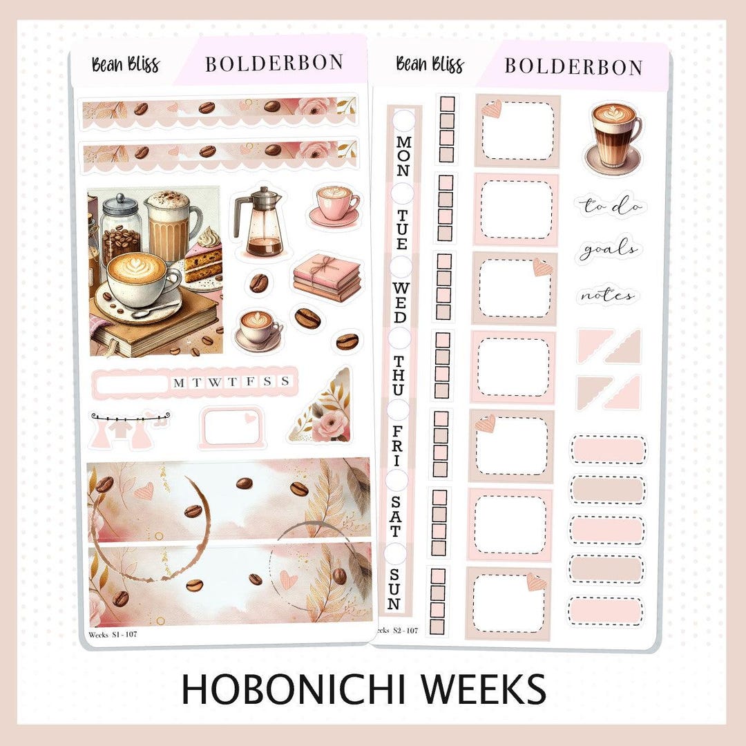 Bean Bliss • Hobonichi Weeks • Weekly Sticker Kit • Planner Stickers - Etsy