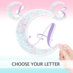 MONOGRAMME FLORAL LUNE || Autocollant en vinyle, décalcomanie, ordinateur portable, autocollant pour agenda, Hobonichi, laminé de haute qualité, 3 pouces