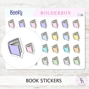 BOOK Planner Stickers || Pastel Reading Icons for Journals, Planners & Notebooks, Cute Book Stickers for Habit Tracking, Book Lovers