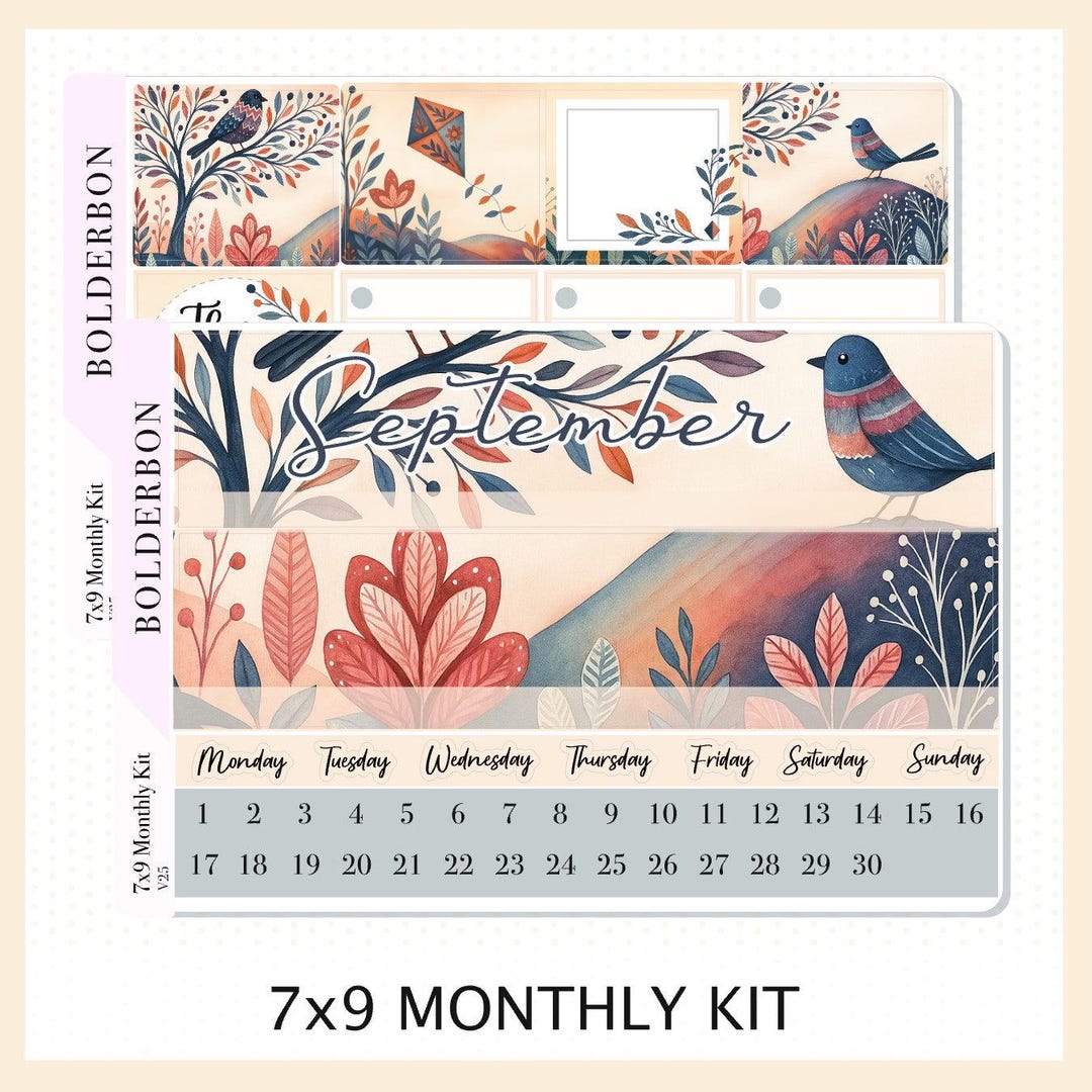 September 7x9 Monthly • Planner Stickers • Erin Condren Sticker Kit - Etsy
