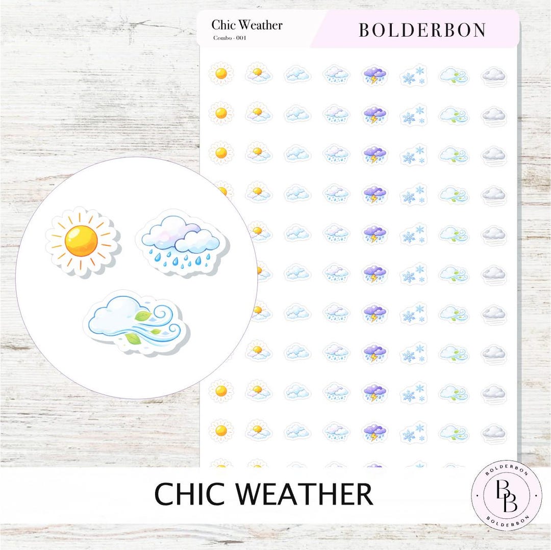 Chic Weather Icons • Planner Stickers • Elegant Forecast Stickers - Etsy