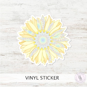 Golden Sunburst Vinyl Sticker || Boho Sunflower Mandala Decal