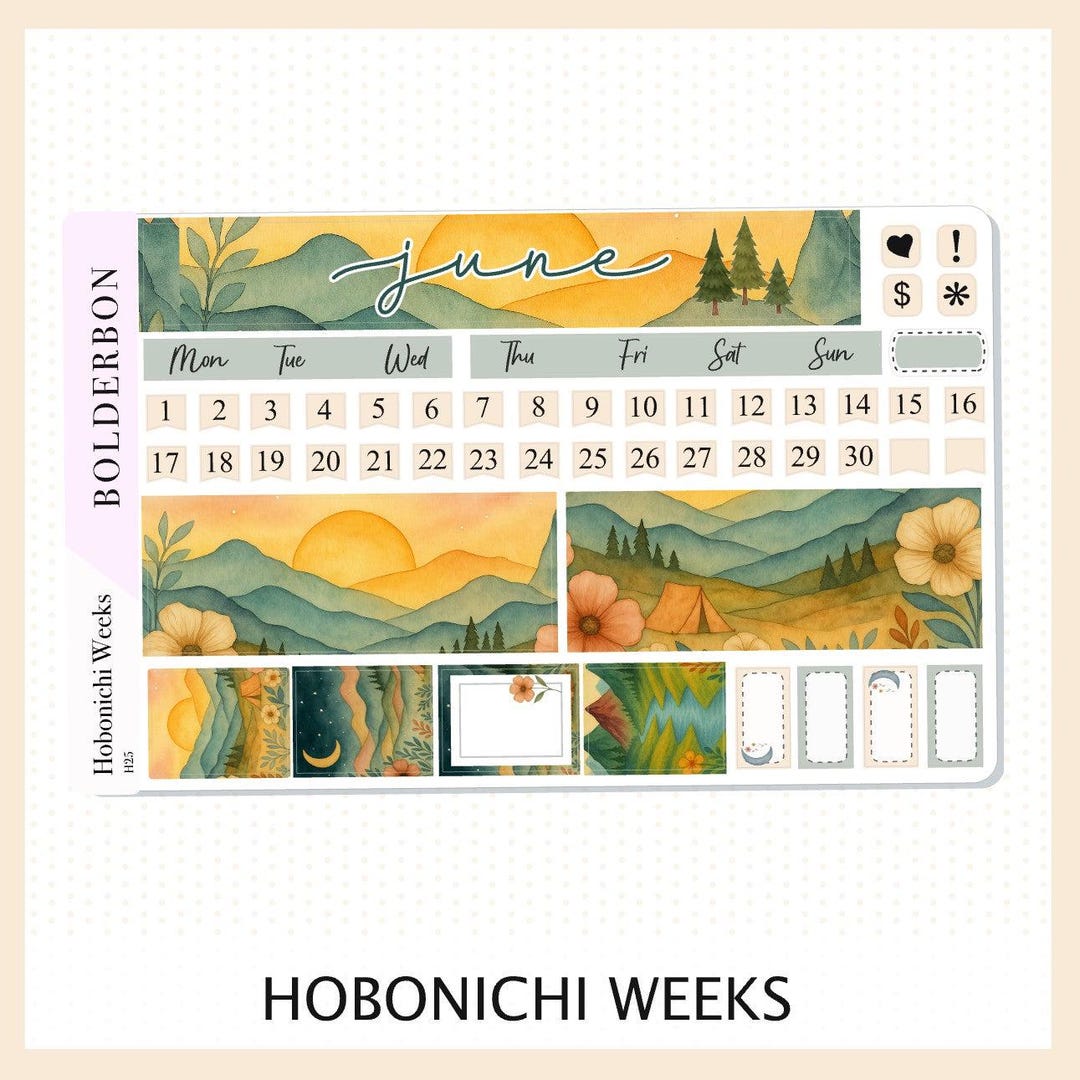 June • Hobonichi Weeks • Monthly Sticker Kit • Planner Stickers - Etsy