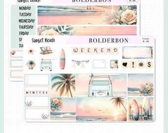 SUNSET BEACH Hobonichi Cousin || Planner Sticker Kit