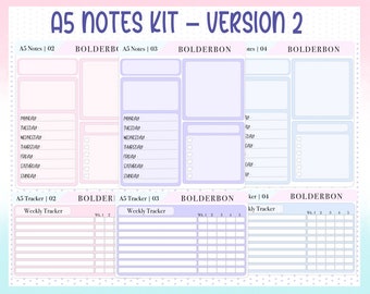 A5 NOTE KITS - Version 2  || Weekly Trackers, Erin Condren Planner Sticker Kits for Compact Vertical, Daily Duo, Horizontal