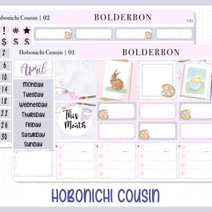 ABRIL Hobonichi Cousin y A5 Day Free // Kit de pegatinas de planificador mensual, estudio de primavera, artista, Pascua