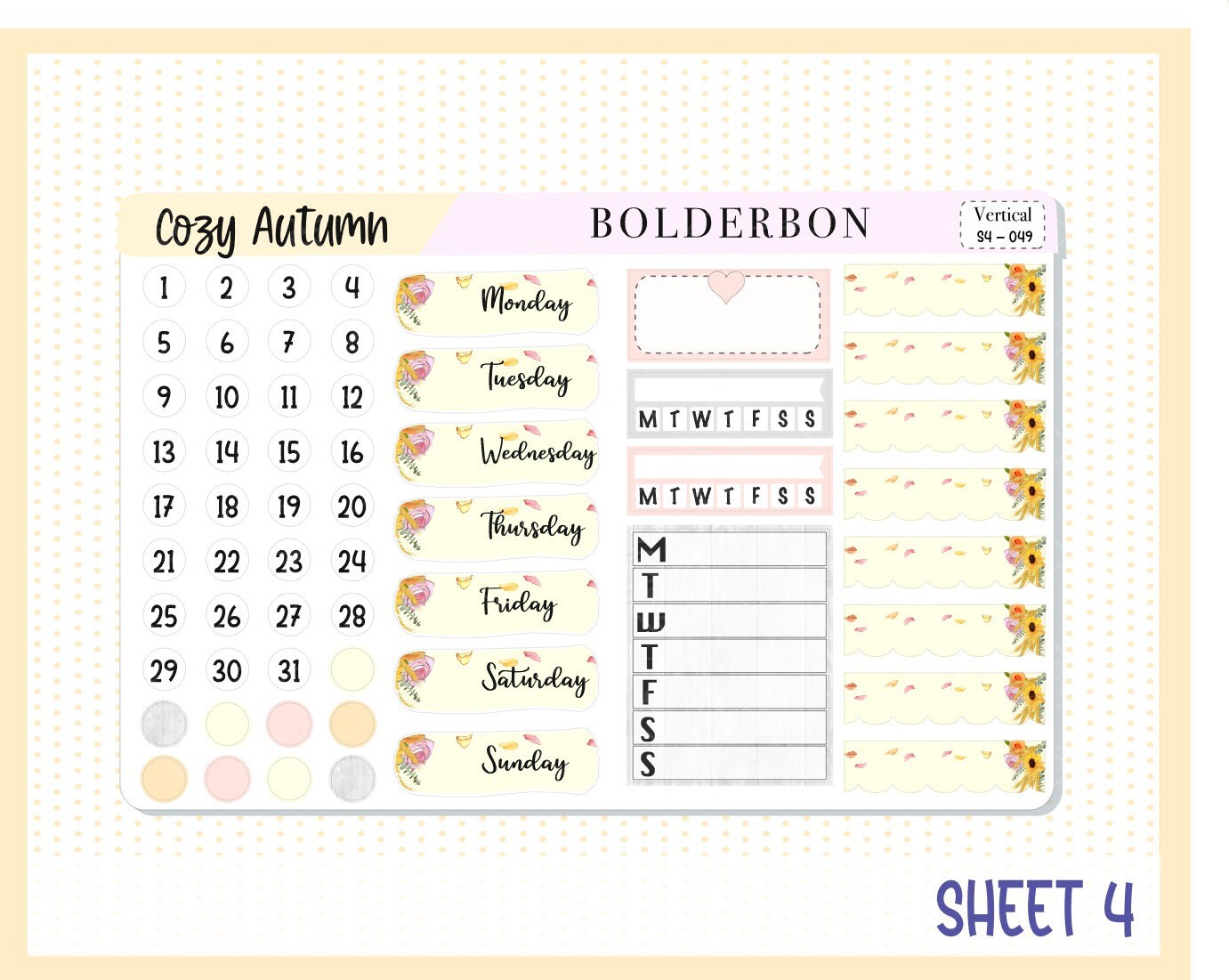 COZY AUTUMN || Vertical Weekly Planner Sticker Kit for Erin Condren ...