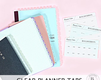 CLEAR PLANNER TABS || Hobonichi Tabs, Weeks, Cousin, A6, B6, Tab Dividers, Monthly Tabs, Tab Stickers, Divider Tabs, Minimal