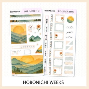 Semanas de Hobonichi da DREAM MOUNTAIN || Kit de adesivos para planejamento semanal de acampamentos estéticos ao ar livre