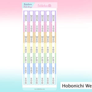 Rainbow Date Cover Strips  || Hobonichi Weeks Planner Stickers, Sticker Set, Hobo Weeks Stickers,