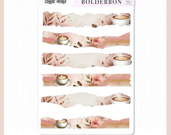 Coffee House Washi Stickers • Coffee Planner Stickers • Latte Journal Stickers • Cozy Cafe Washi Strips • Decorative Planner Stickers