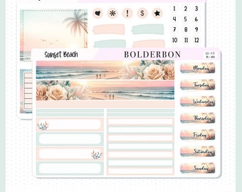 SUNSET BEACH "Compact Vertical" || A5 Planner Sticker Kit